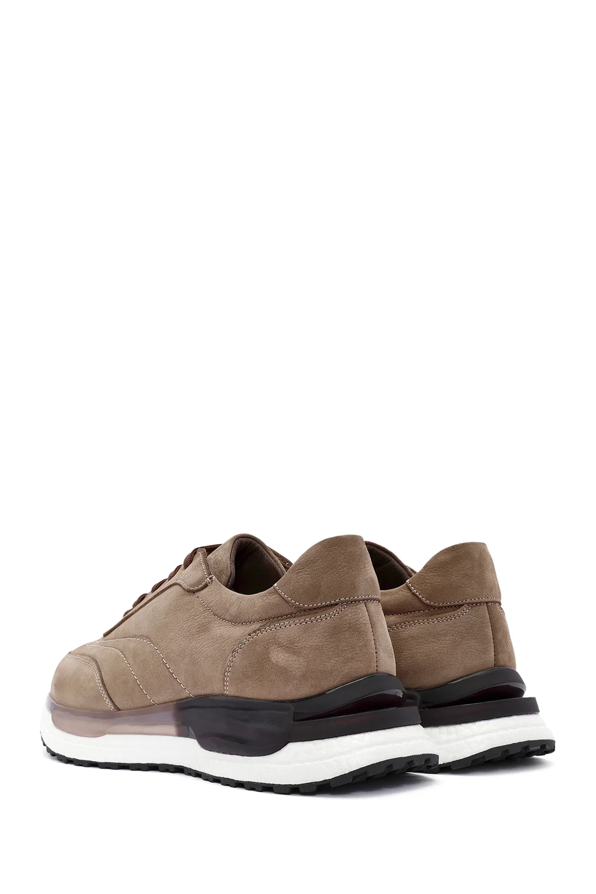 Erkek Bej Bağcıklı Nubuk Deri Sneaker - Image 5