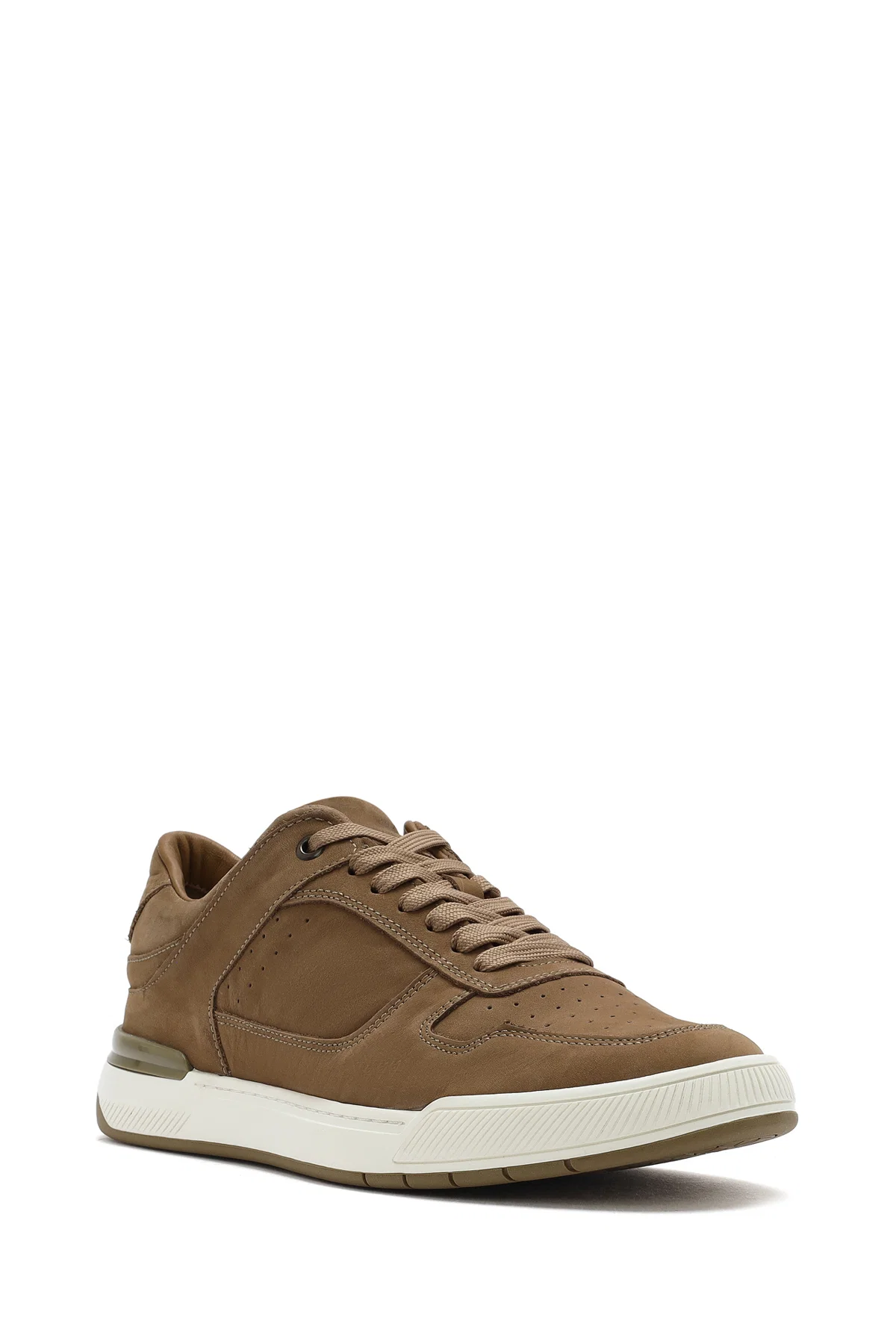Erkek Bej Bağcıklı Nubuk Deri Sneaker - Image 6