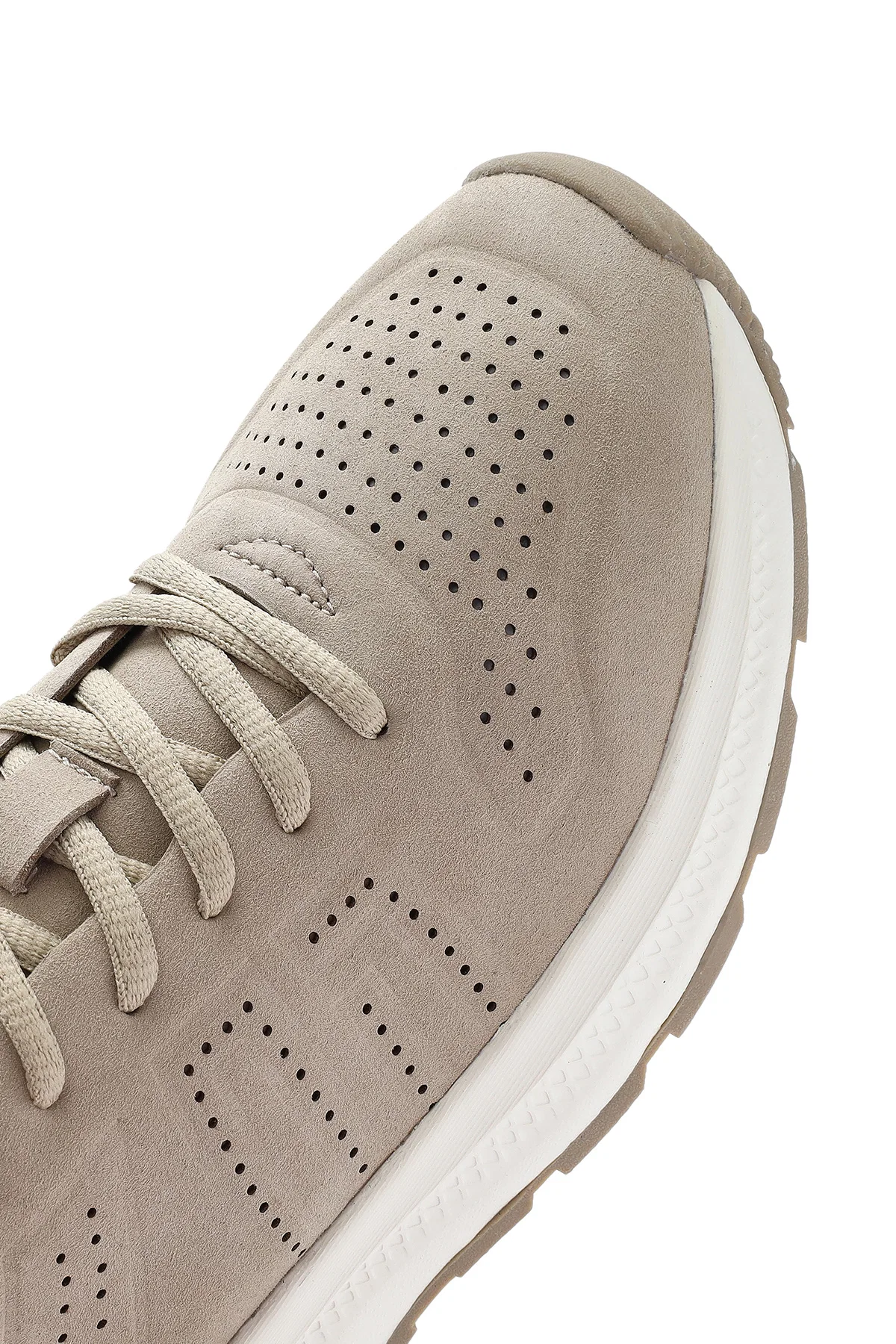 Erkek Bej Bağcıklı Nubuk Deri Sneaker - Image 8