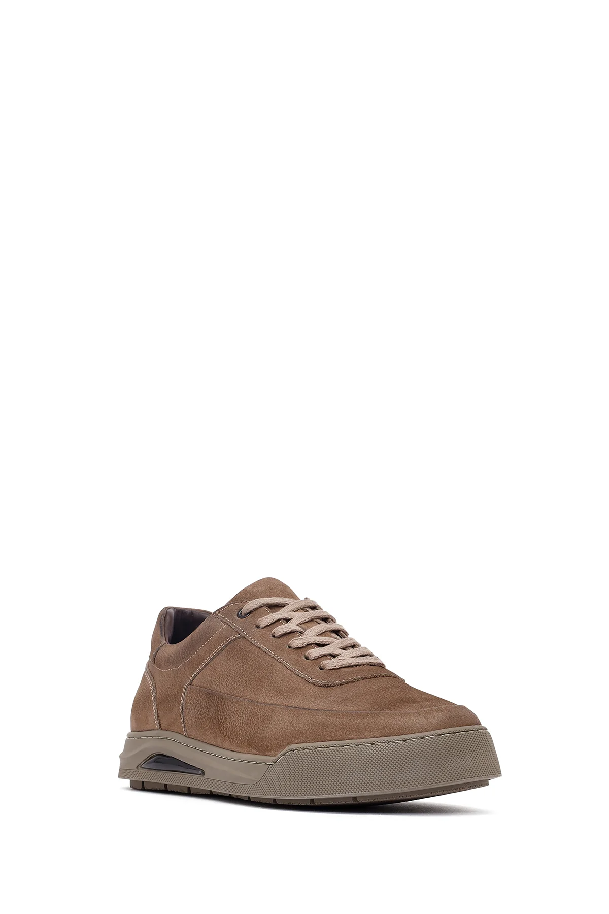 Erkek Bej Bağcıklı Nubuk Deri Sneaker - Image 6