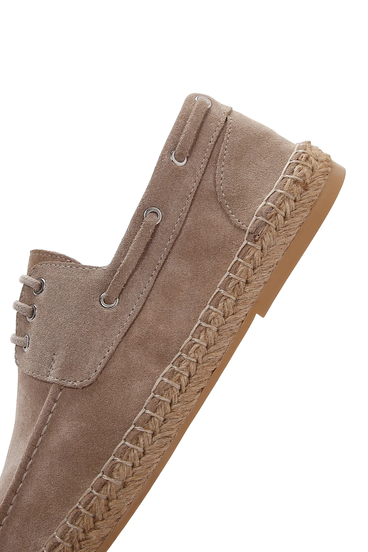 Erkek Bej Bağcıklı Süet Deri Espadril - Image 7