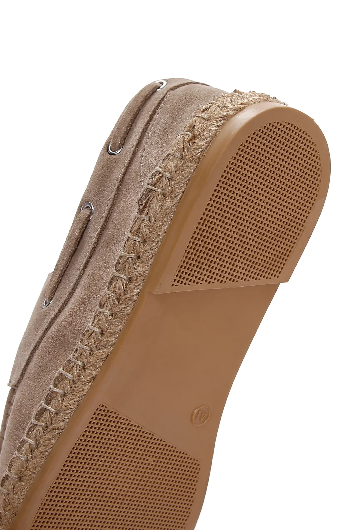 Erkek Bej Bağcıklı Süet Deri Espadril - Image 8