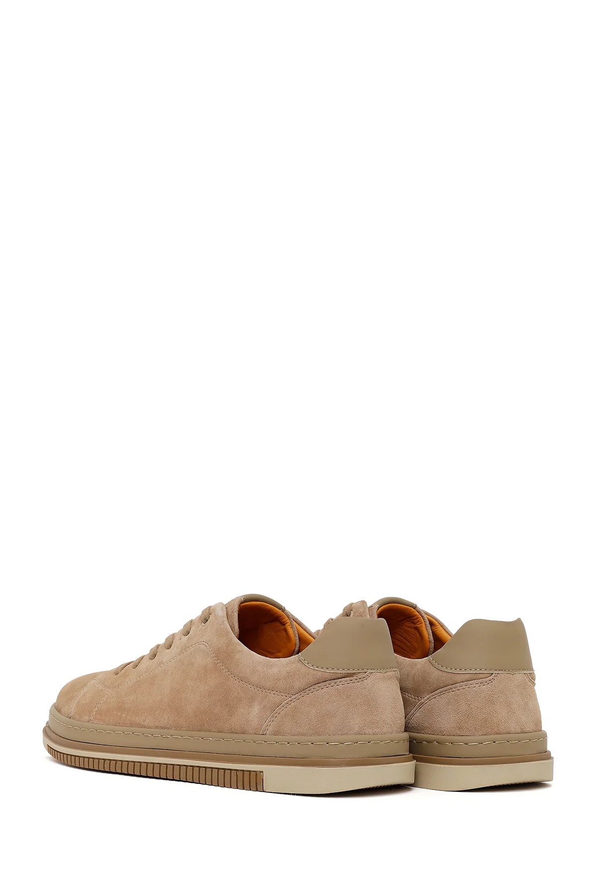 Erkek Bej Bağcıklı Süet Deri Loafer - Image 6