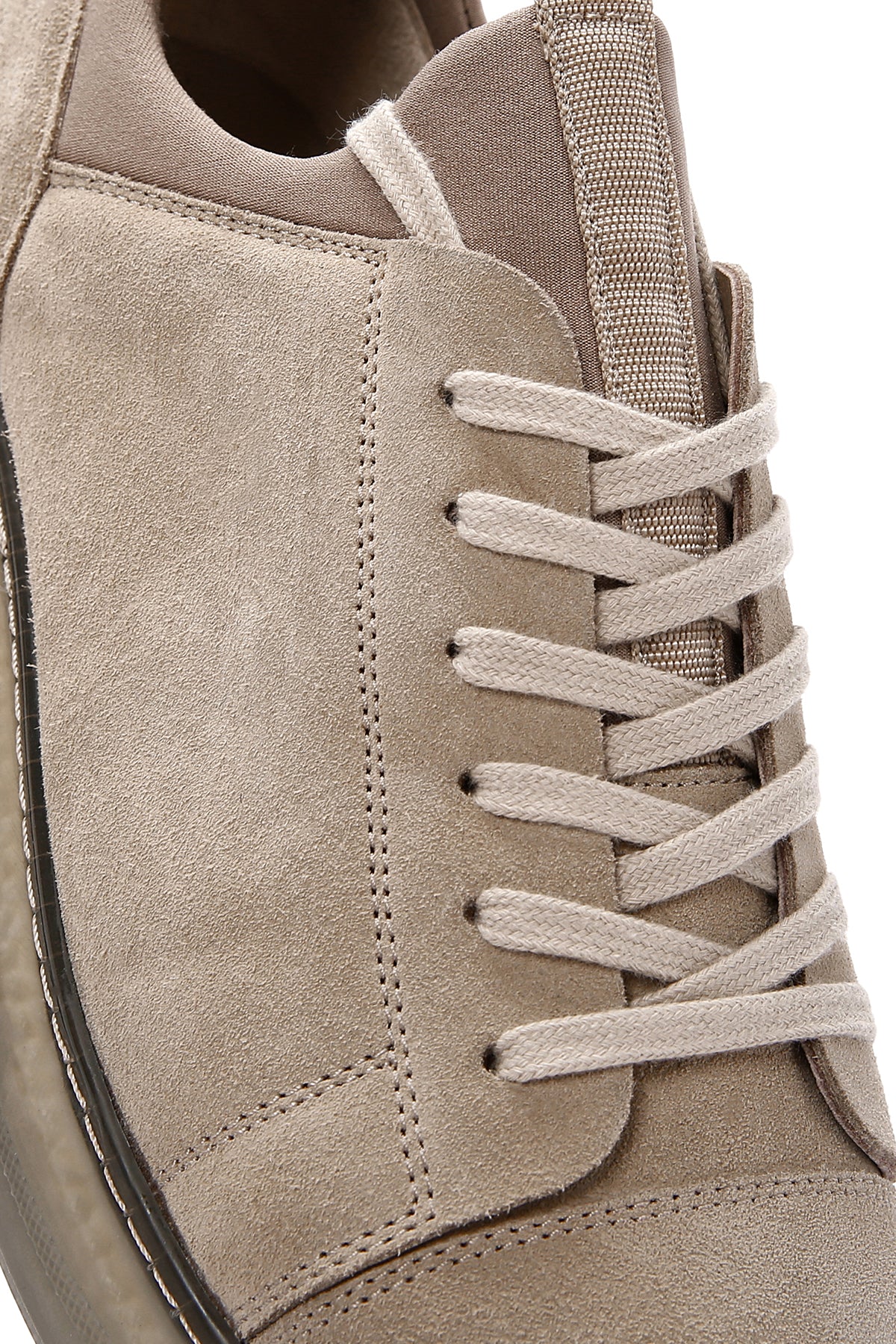 Erkek Bej Bağcıklı Süet Deri Sneaker - Image 11