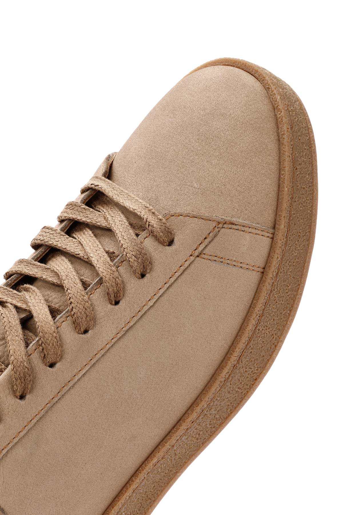 Erkek Bej Bağcıklı Süet Deri Sneaker - Image 11