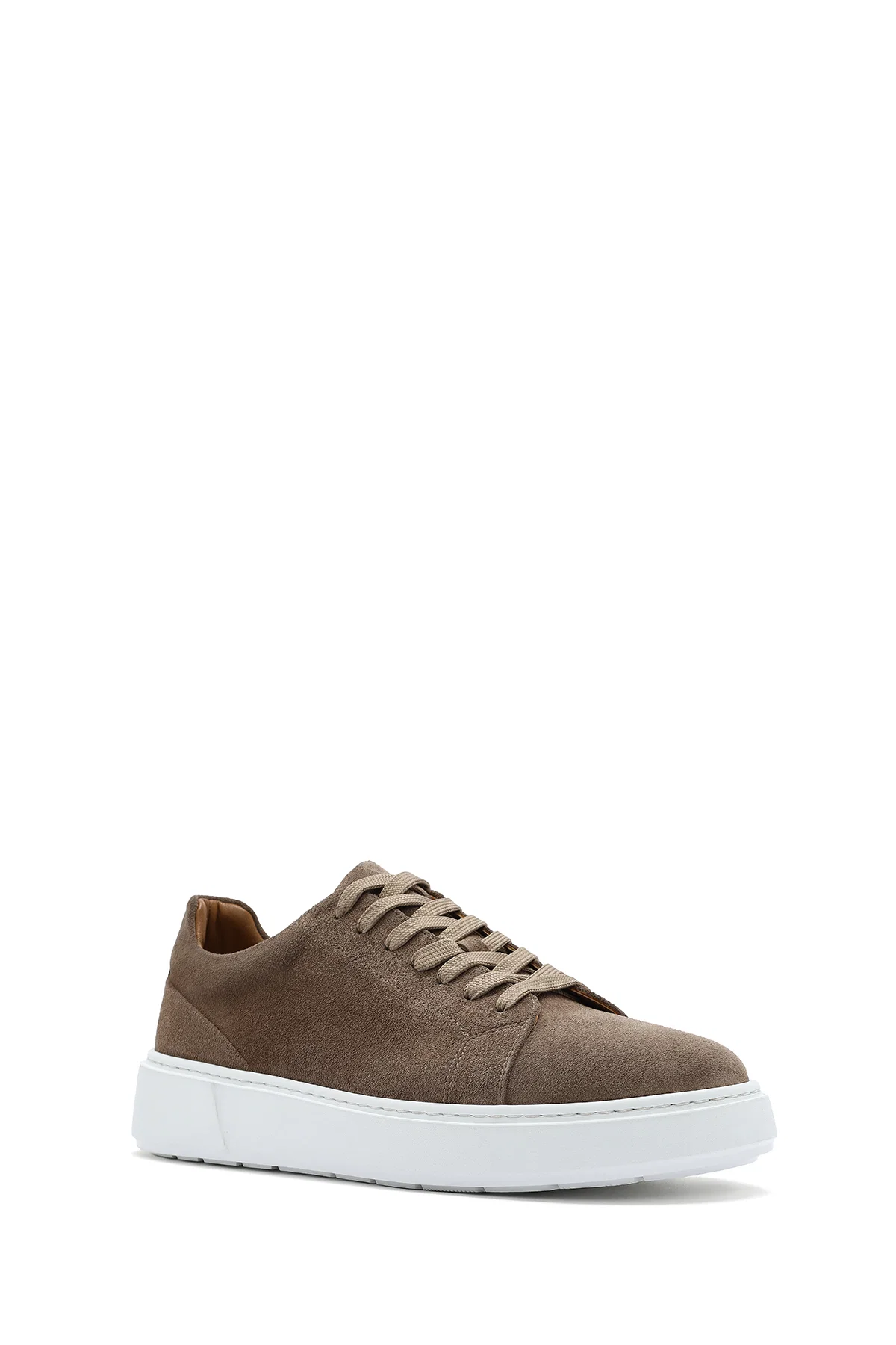 Erkek Bej Bağcıklı Süet Deri Sneaker - Image 6