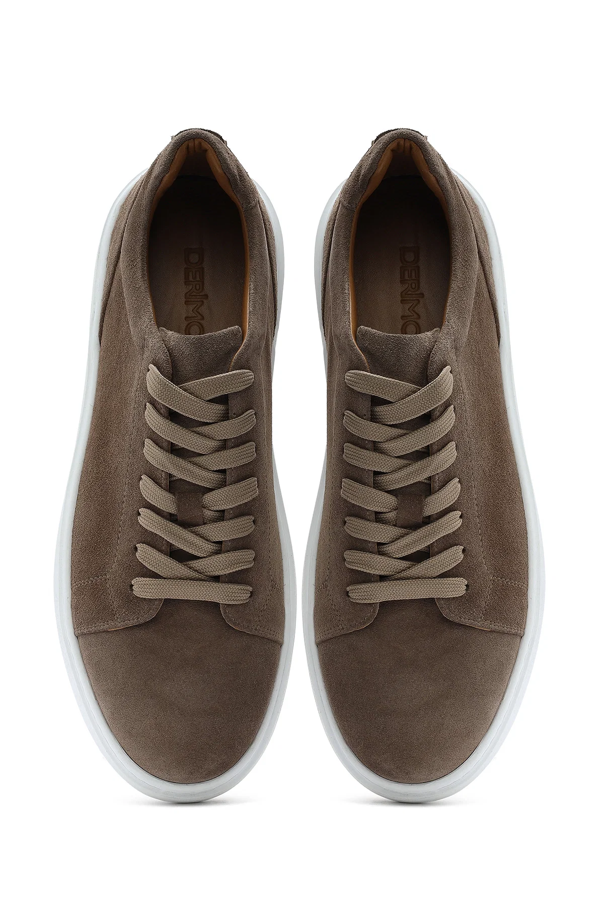 Erkek Bej Bağcıklı Süet Deri Sneaker - Image 7