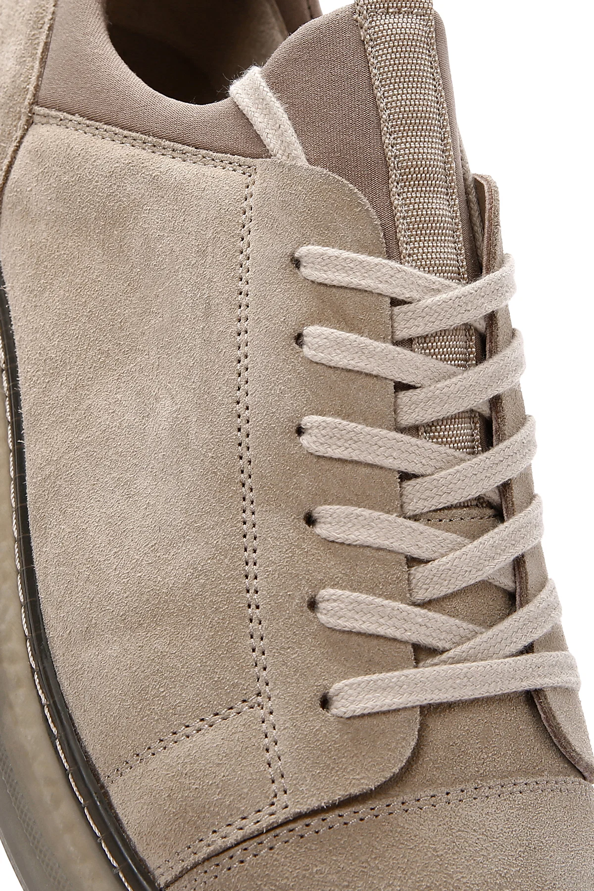 Erkek Bej Bağcıklı Süet Deri Sneaker - Image 11
