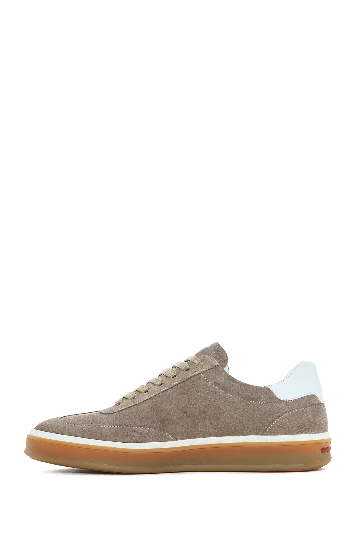 Erkek Bej Bağcıklı Süet Deri Sneaker - Image 2