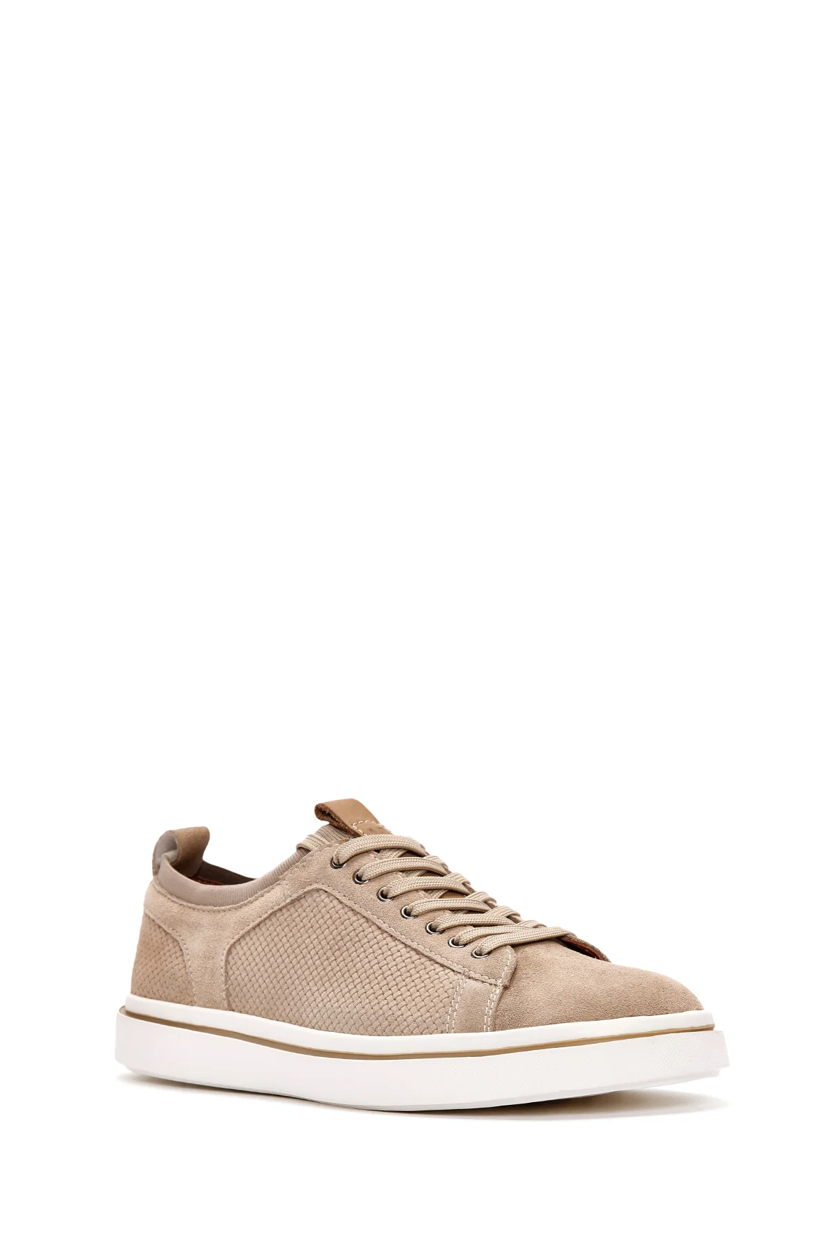 Erkek Bej Bağcıklı Süet Deri Sneaker - Image 6
