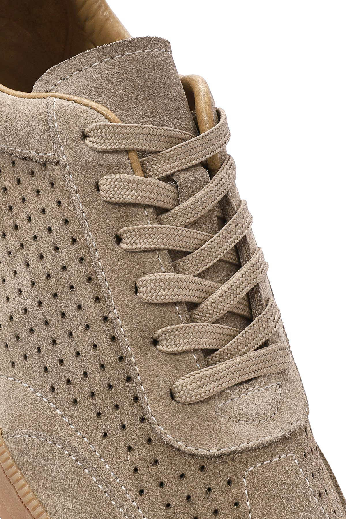 Erkek Bej Bağcıklı Süet Deri Sneaker - Image 9