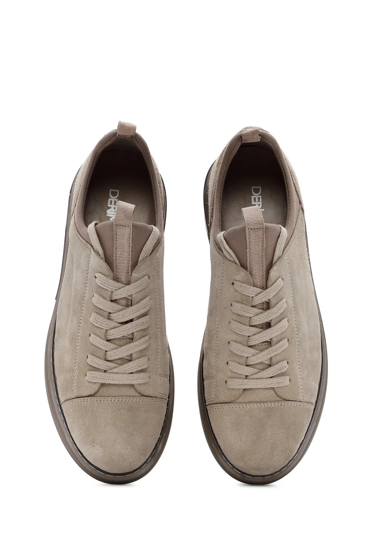 Erkek Bej Bağcıklı Süet Deri Sneaker - Image 7