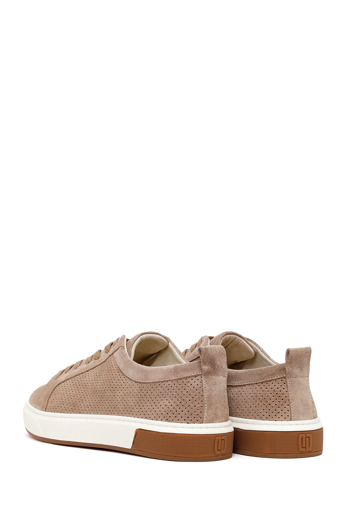 Erkek Bej Bağcıklı Süet Deri Sneaker - Image 6
