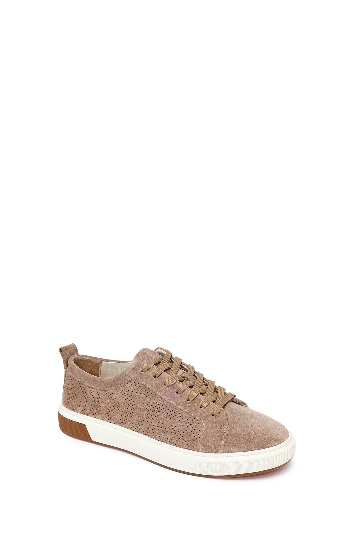 Erkek Bej Bağcıklı Süet Deri Sneaker - Image 7