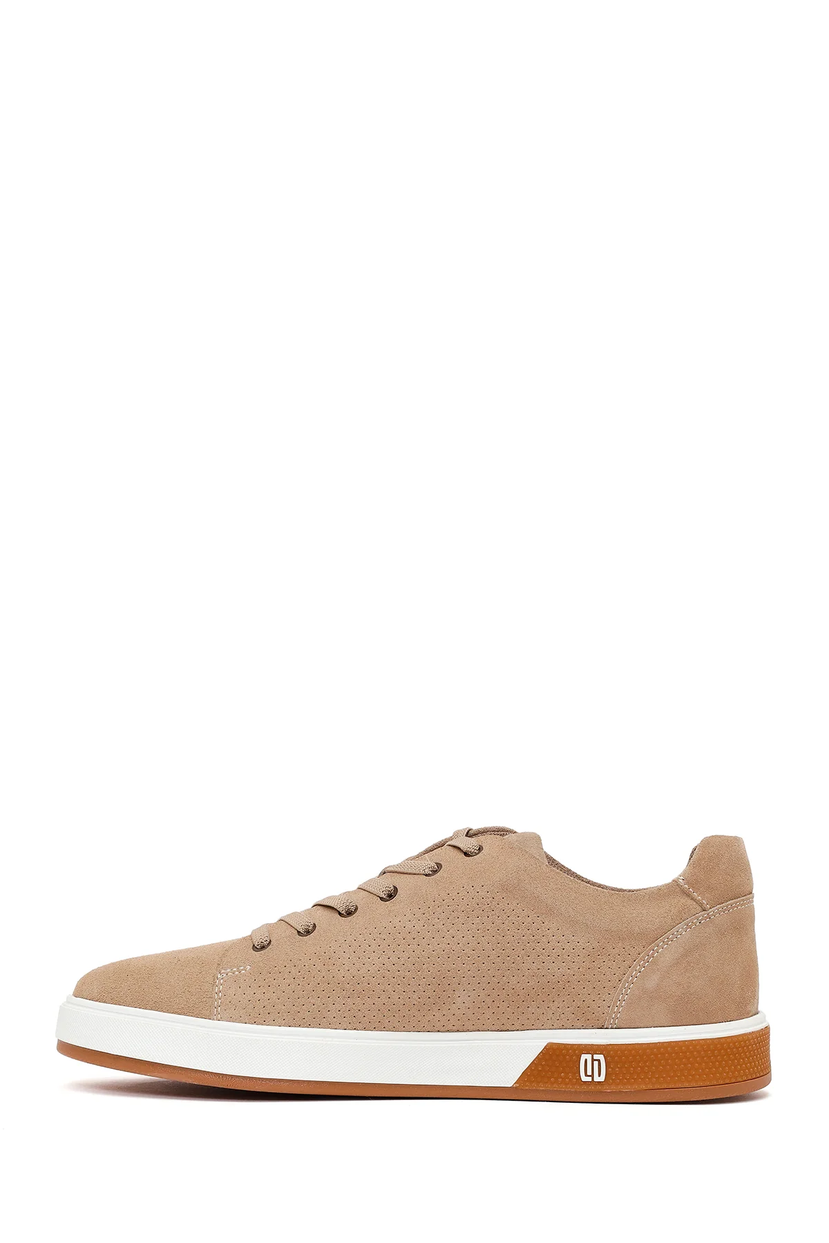 Erkek Bej Bağcıklı Süet Deri Sneaker - Image 3