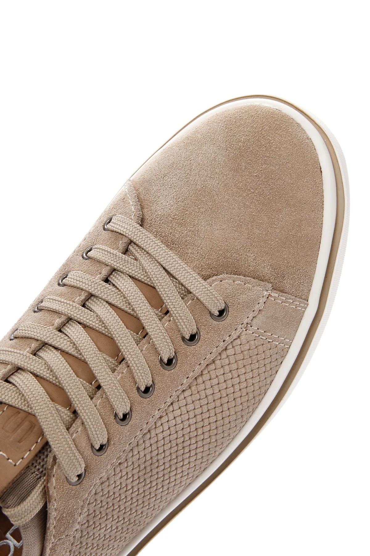 Erkek Bej Bağcıklı Süet Deri Sneaker - Image 10