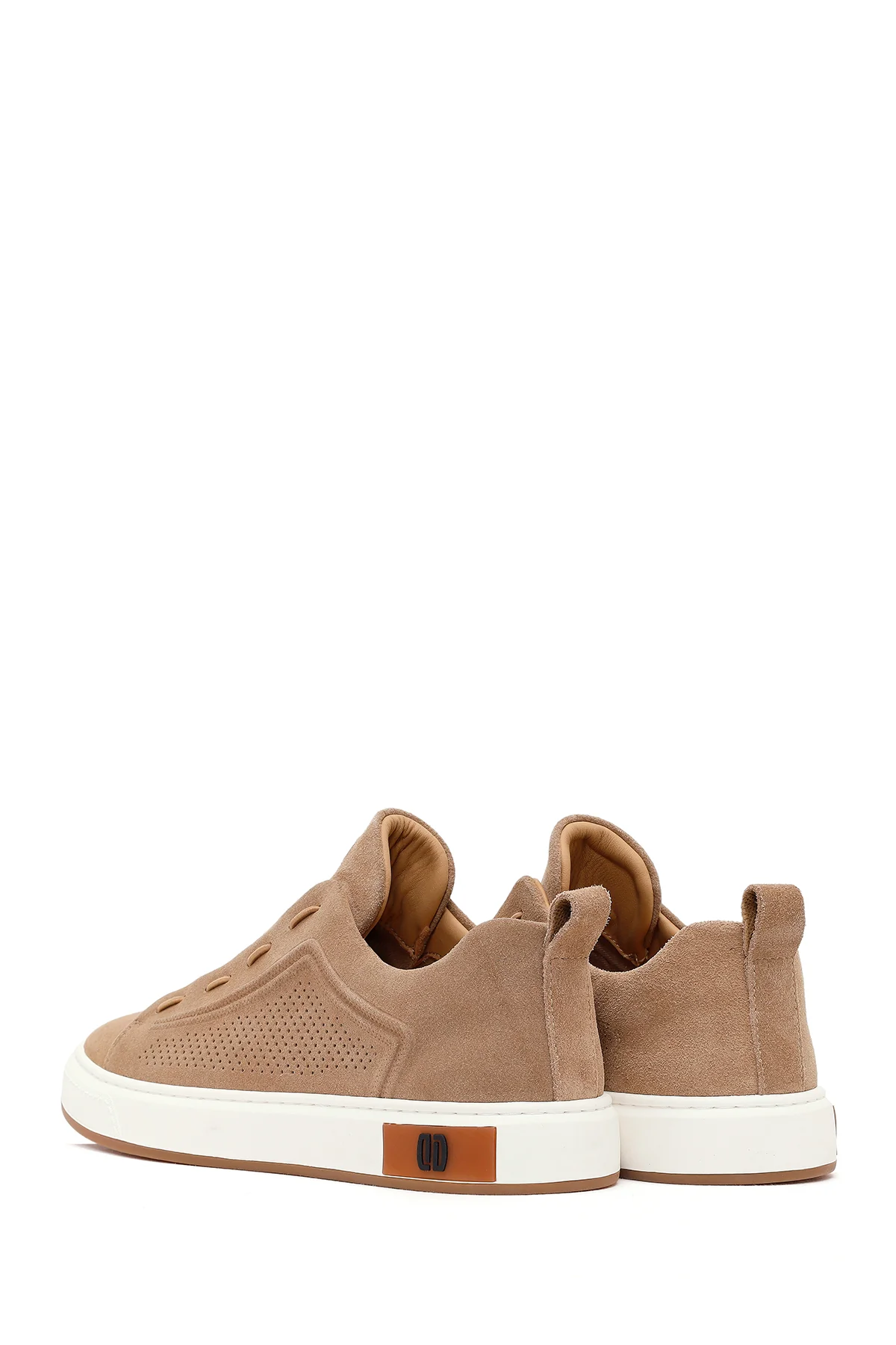 Erkek Bej Bağcıklı Süet Deri Sneaker - Image 6