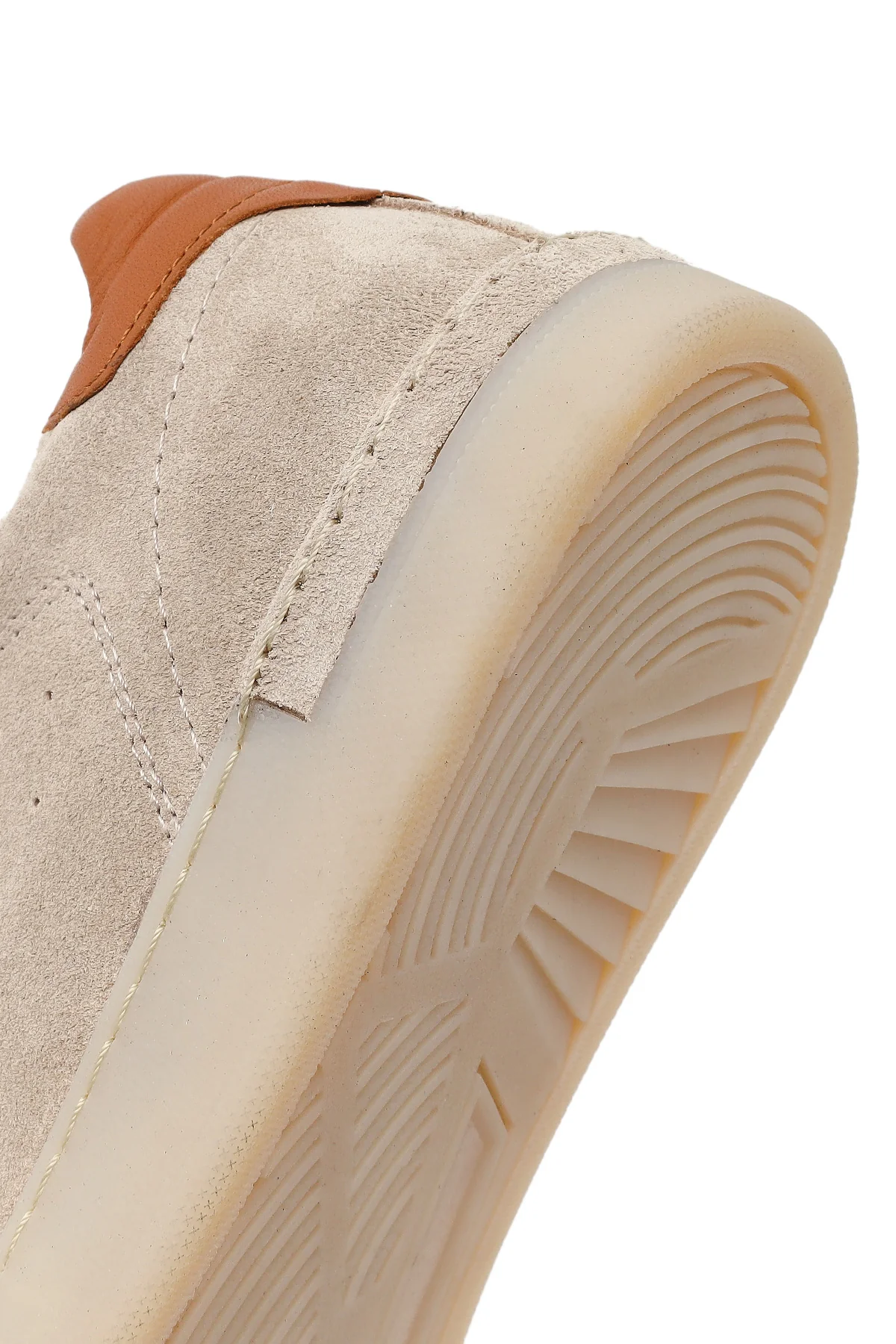 Erkek Bej Bağcıklı Süet Deri Sneaker - Image 8