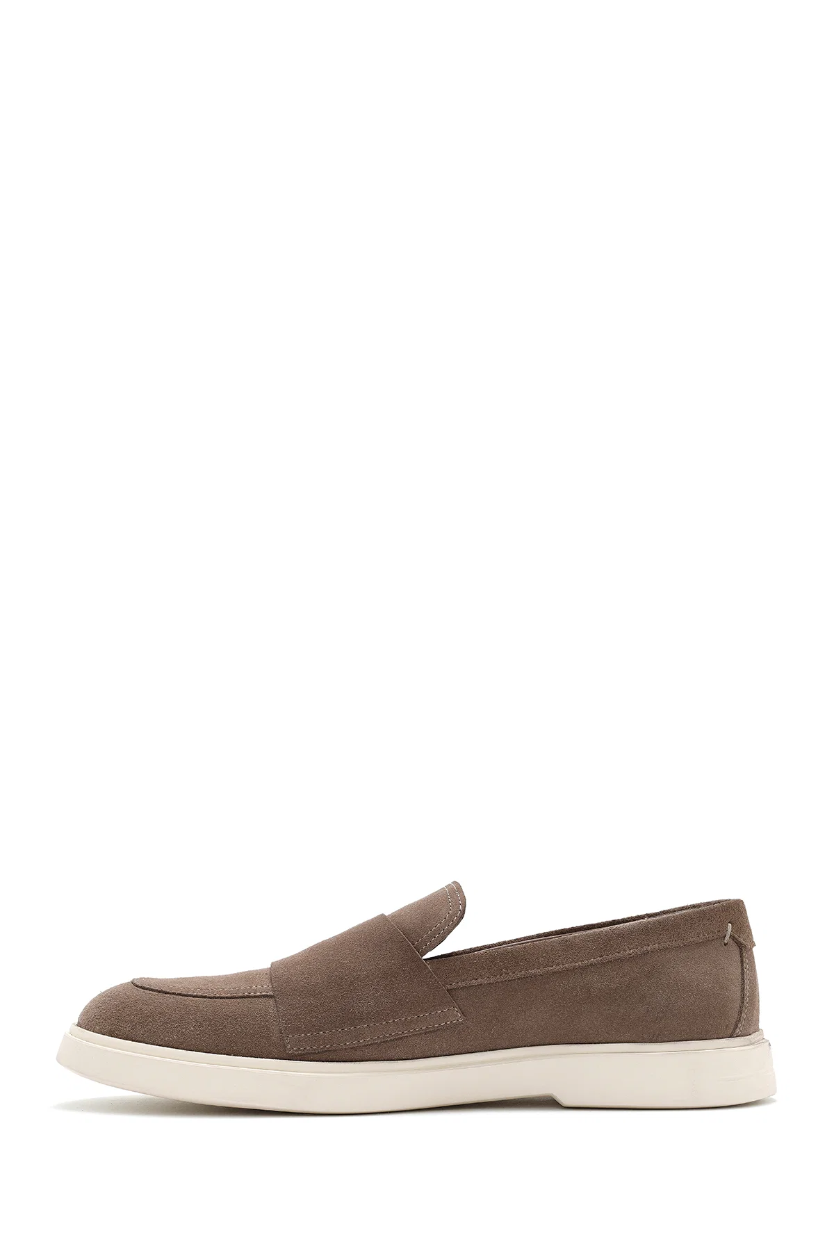 Erkek Bej Çift Tokalı Süet Deri Casual Loafer - Image 2