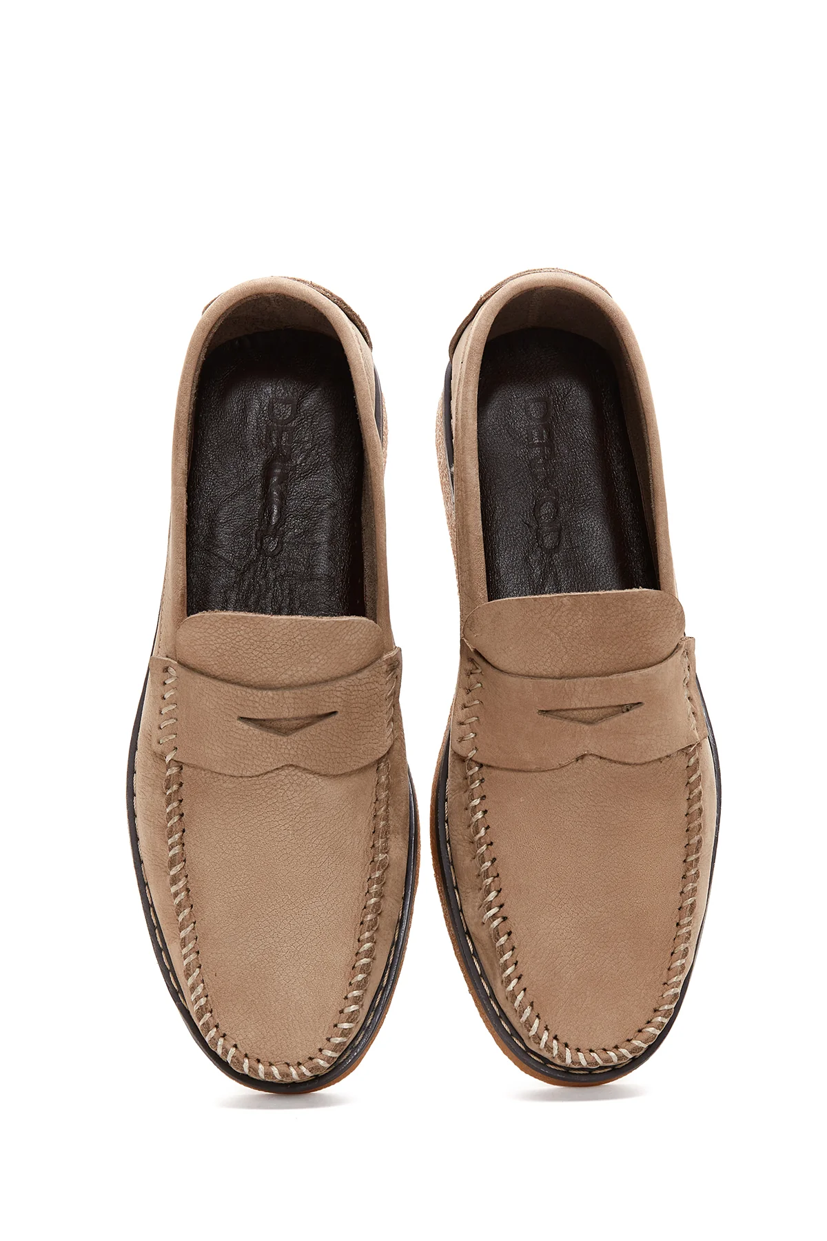 Erkek Bej Deri Casual Loafer - Image 6