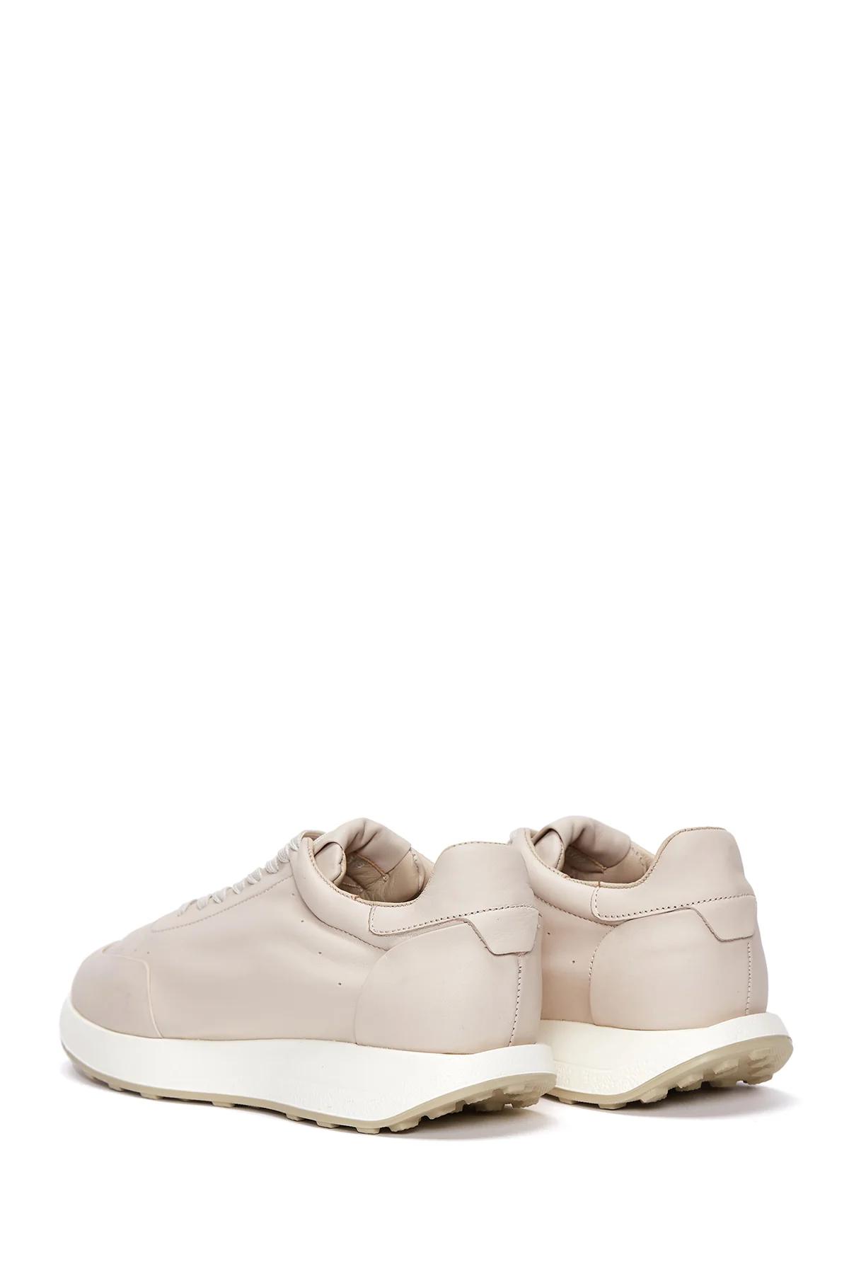 Erkek Bej Deri Sneaker - Image 5