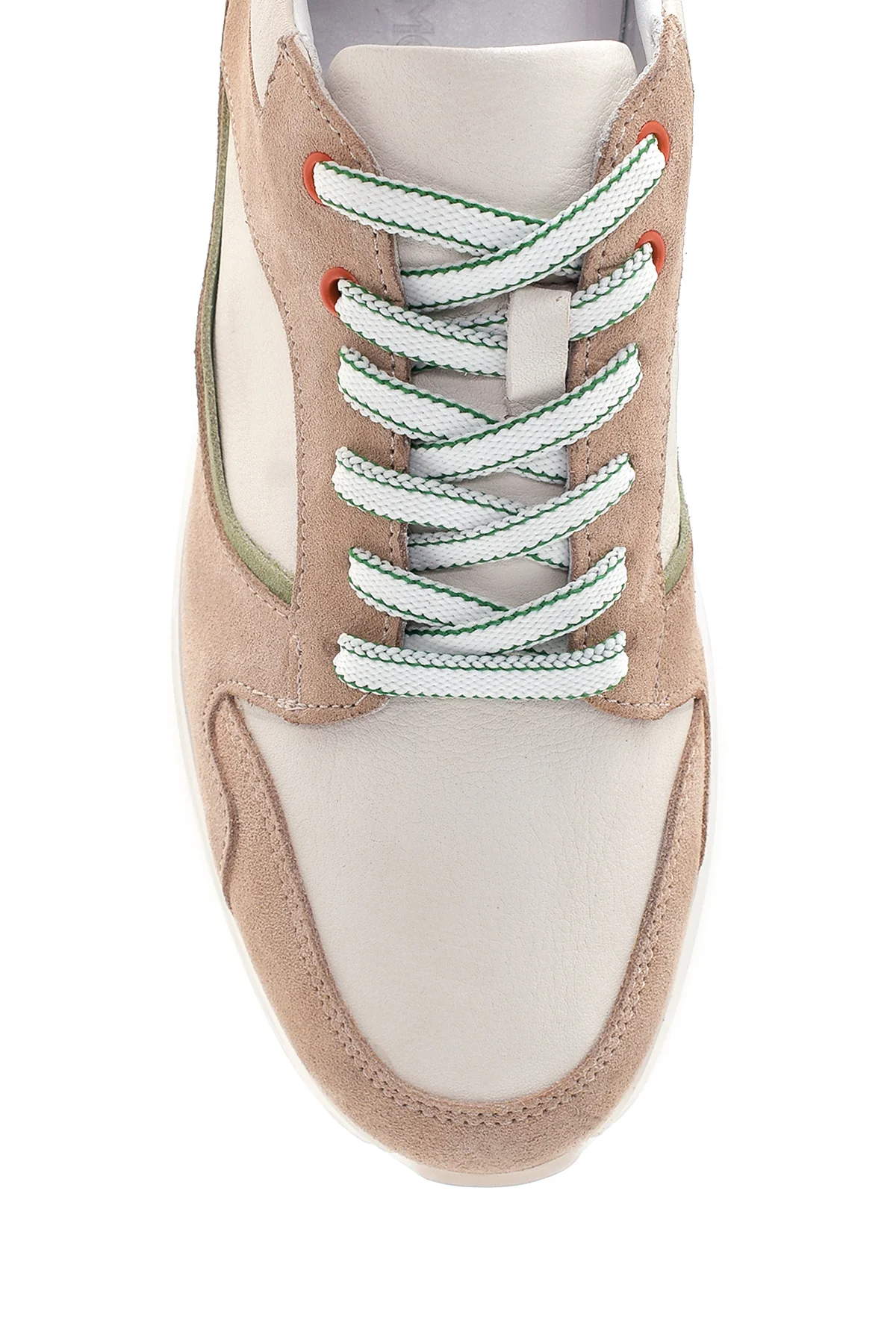 Erkek Bej Deri Sneaker - Image 6