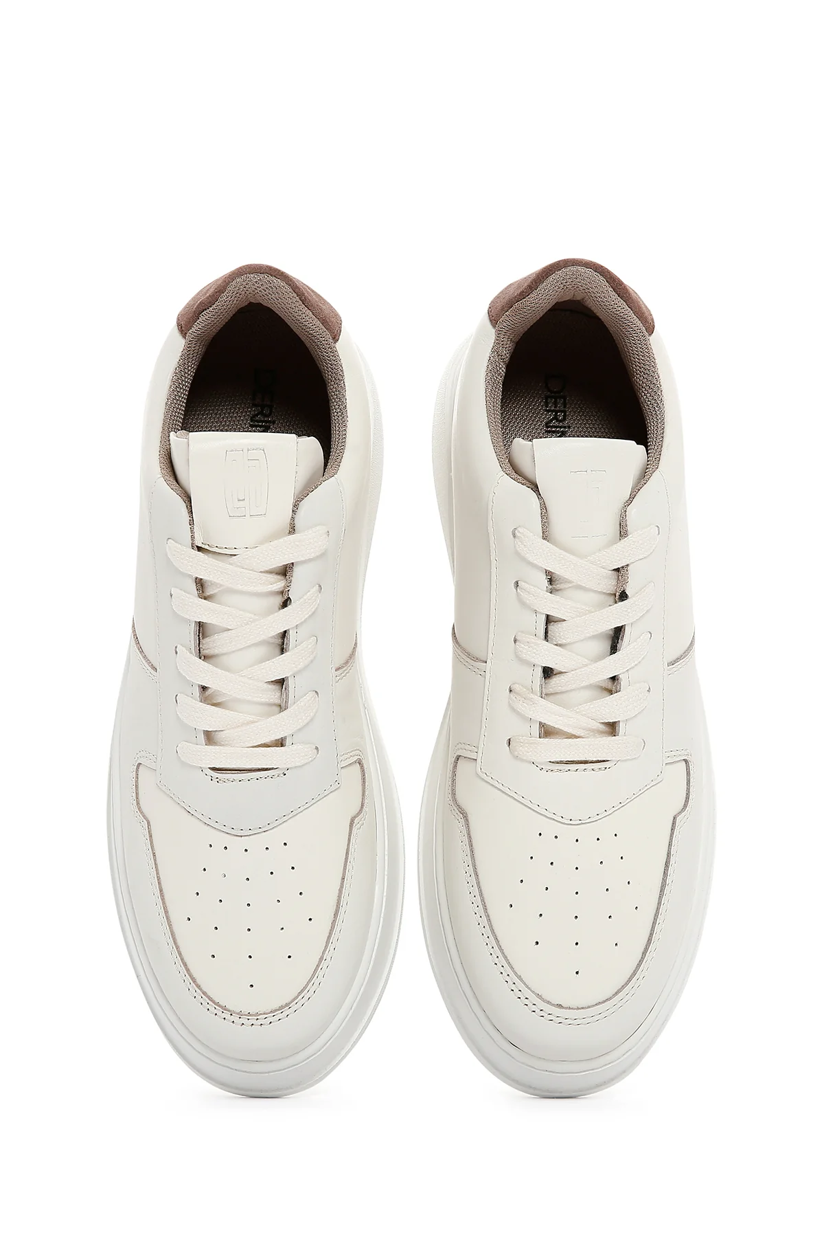 Erkek Bej Deri Sneaker - Image 6