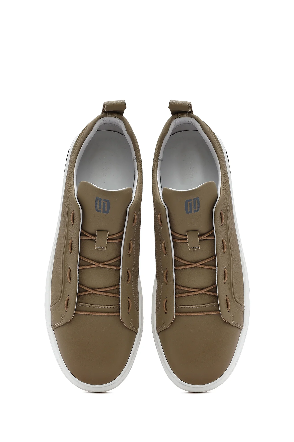 Erkek Bej Deri Sneaker - Image 4