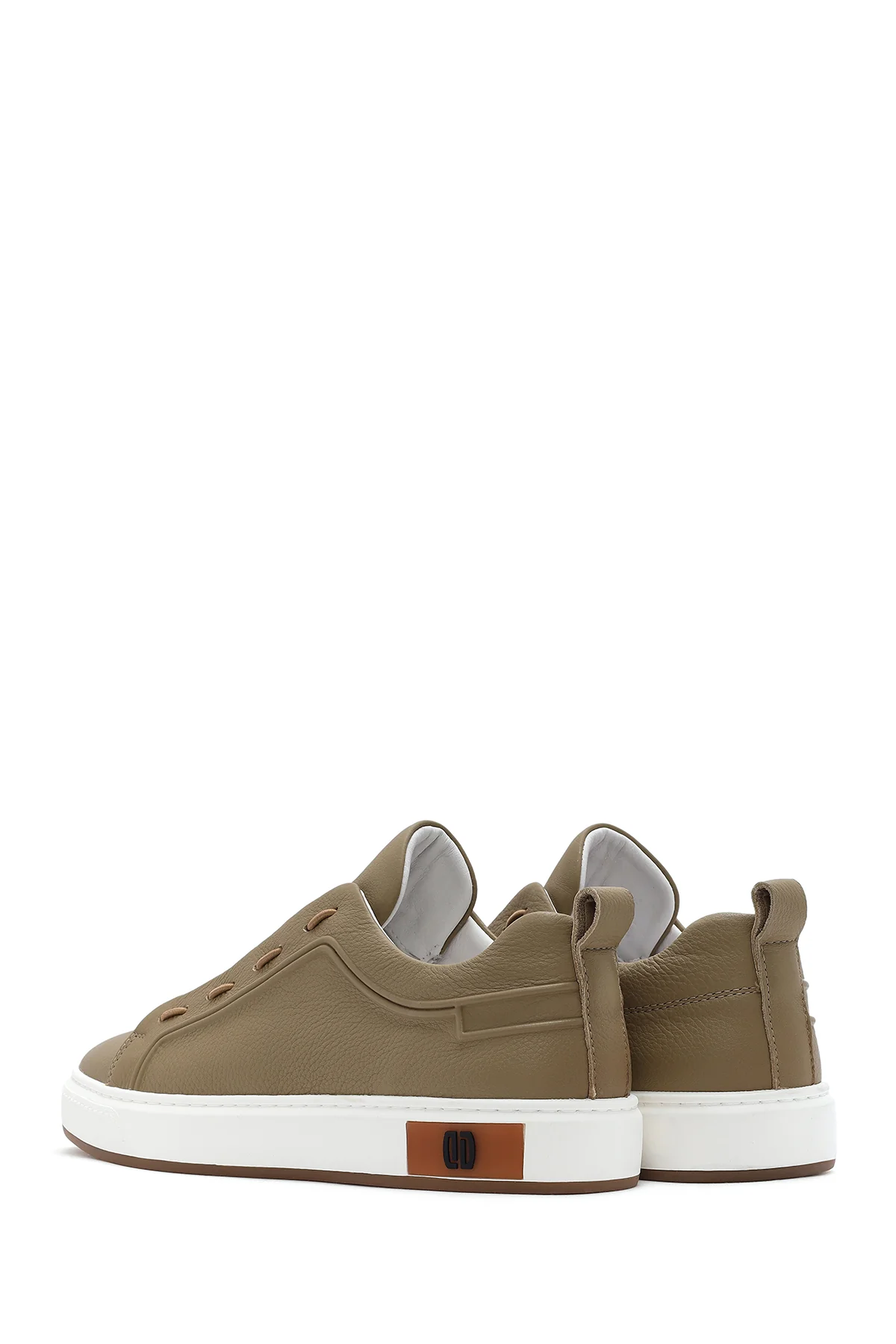 Erkek Bej Deri Sneaker - Image 6