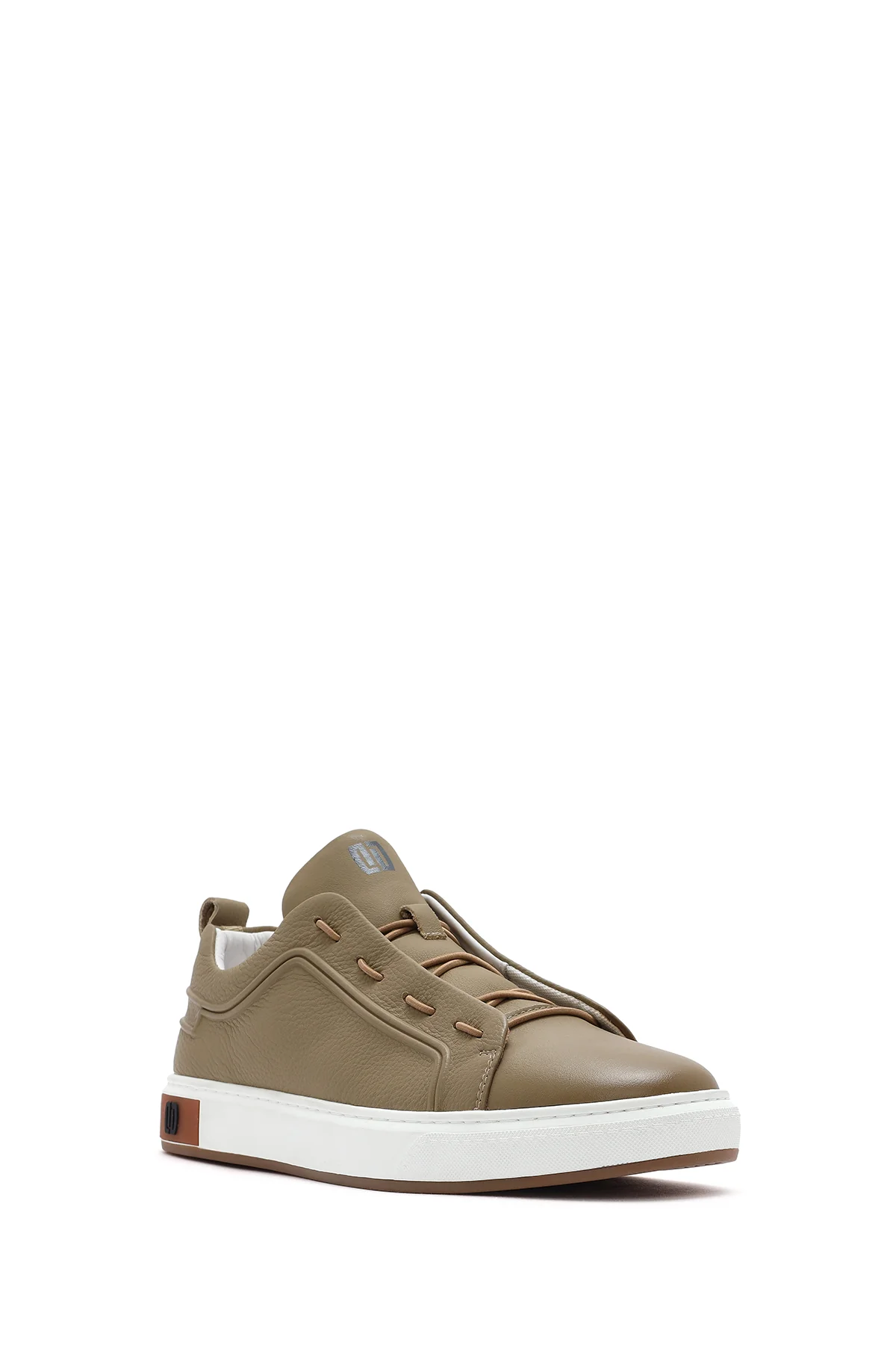 Erkek Bej Deri Sneaker - Image 7