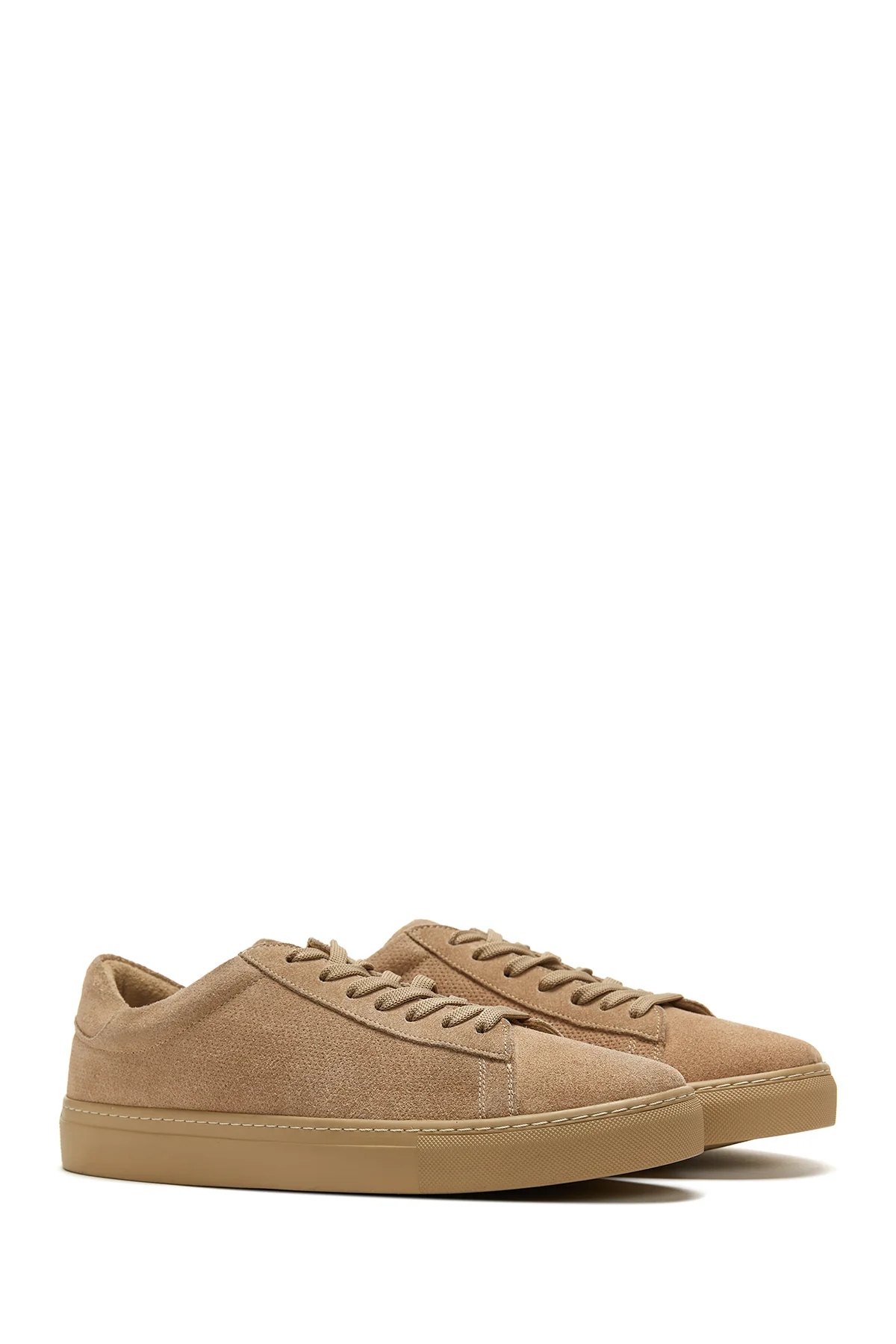 Erkek Bej Deri Süet Sneaker - Image 3