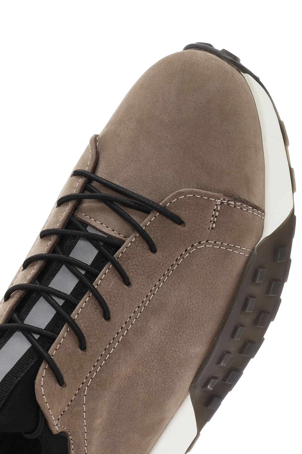 Erkek Bej Kalın Tabanlı Bağcıklı Deri Casual Sneaker - Image 10