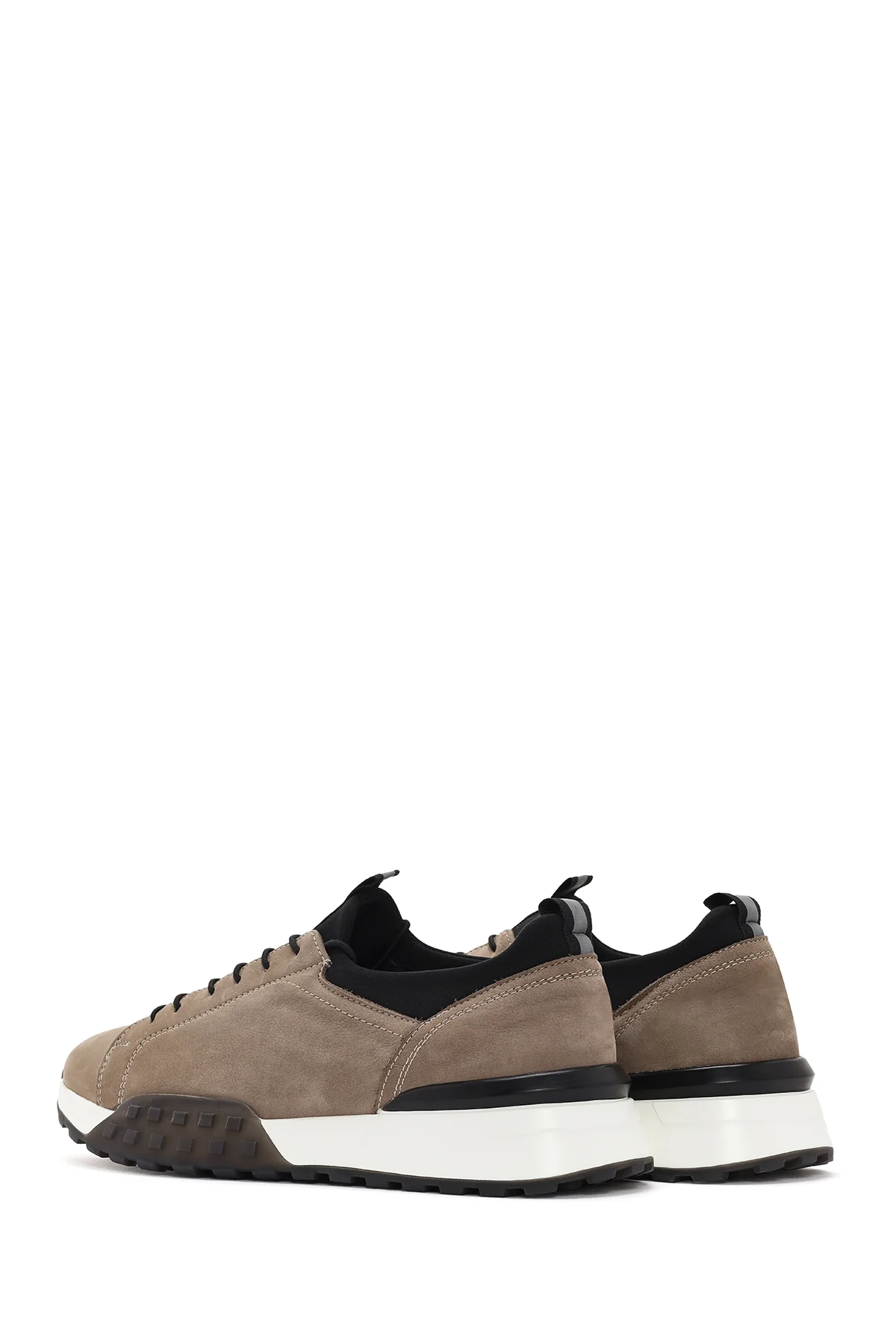 Erkek Bej Kalın Tabanlı Bağcıklı Deri Casual Sneaker - Image 5