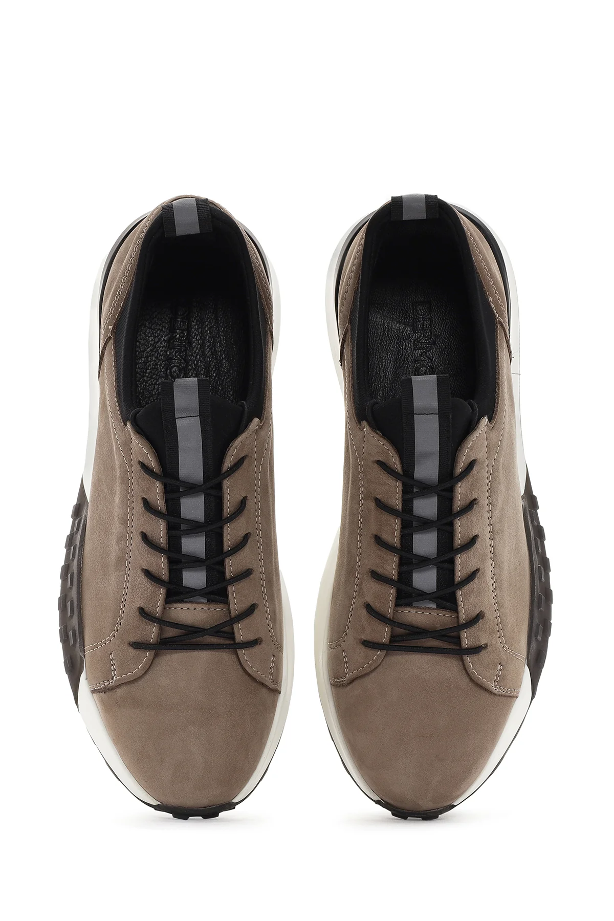 Erkek Bej Kalın Tabanlı Bağcıklı Deri Casual Sneaker - Image 7