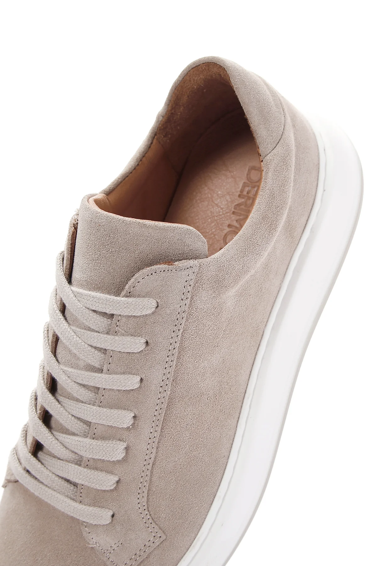 Erkek Bej Kalın Tabanlı Bağcıklı Süet Deri Sneaker - Image 7
