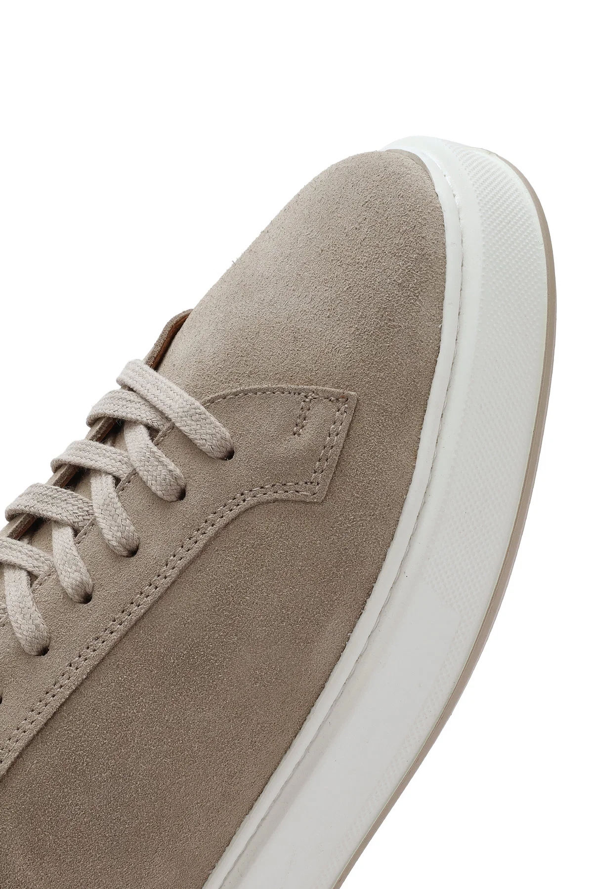 Erkek Bej Kalın Tabanlı Bağcıklı Süet Deri Sneaker - Image 10