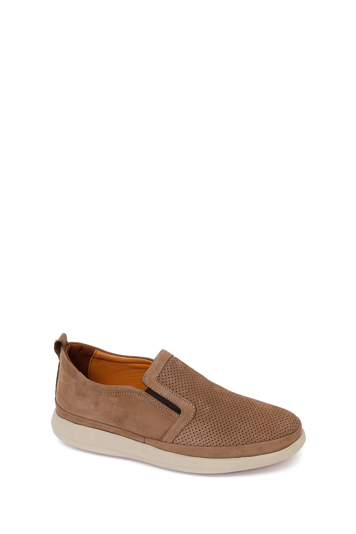 Erkek Bej Kalın Tabanlı Nubuk Deri Konfor Loafer - Image 7