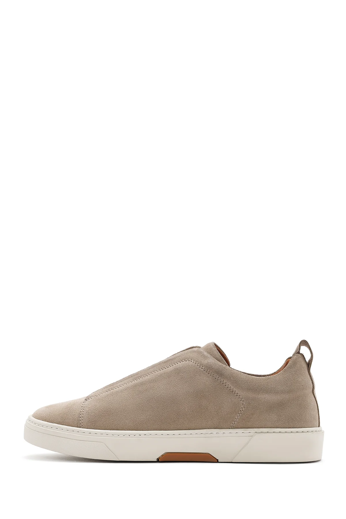 Erkek Bej Kalın Tabanlı Süet Deri Sneaker - Image 3
