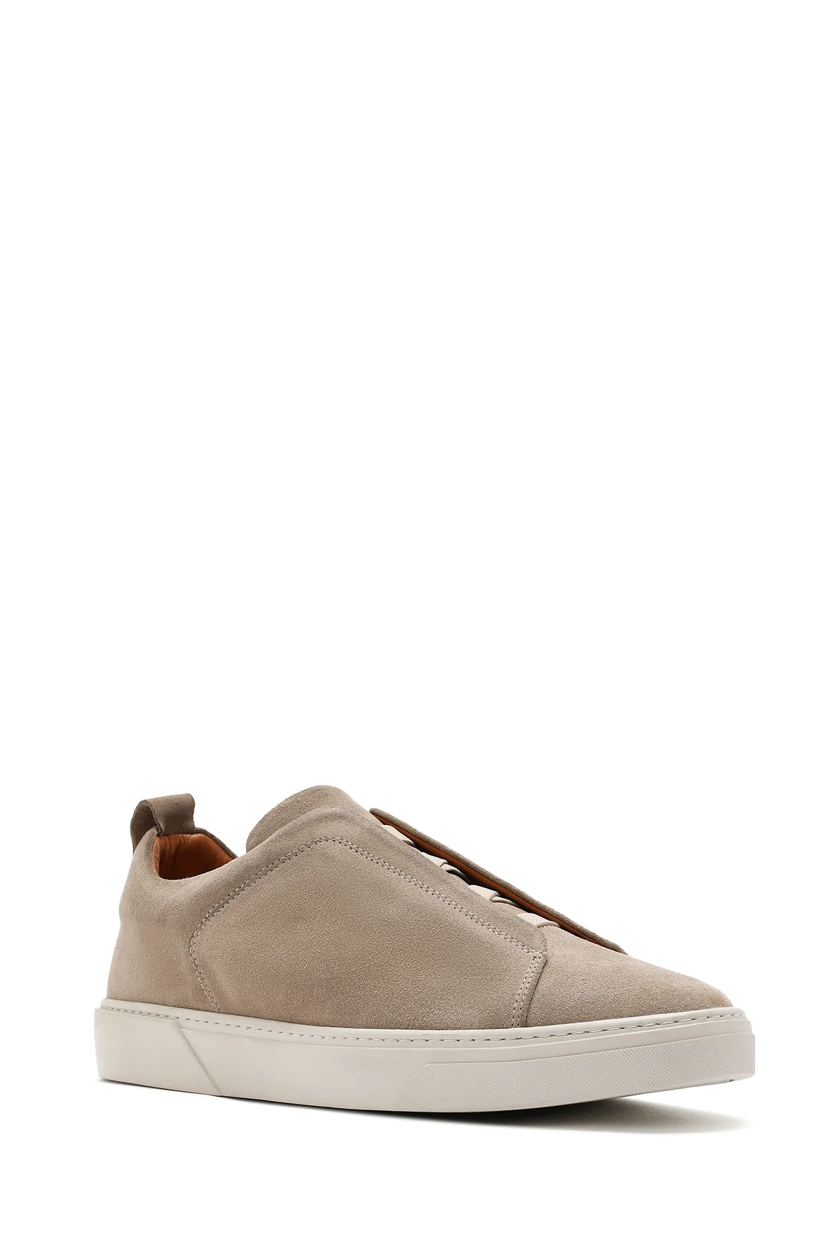 Erkek Bej Kalın Tabanlı Süet Deri Sneaker - Image 7