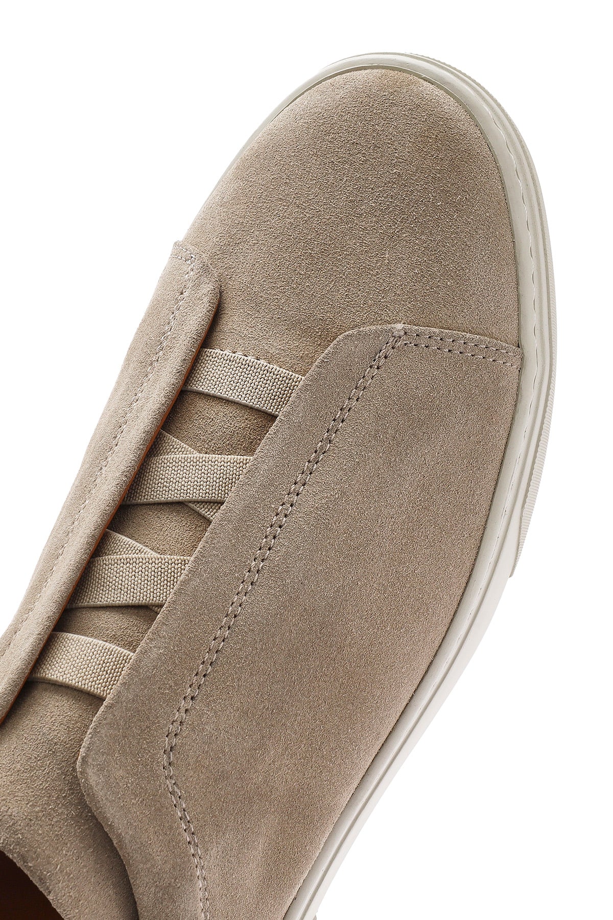 Erkek Bej Kalın Tabanlı Süet Deri Sneaker - Image 8