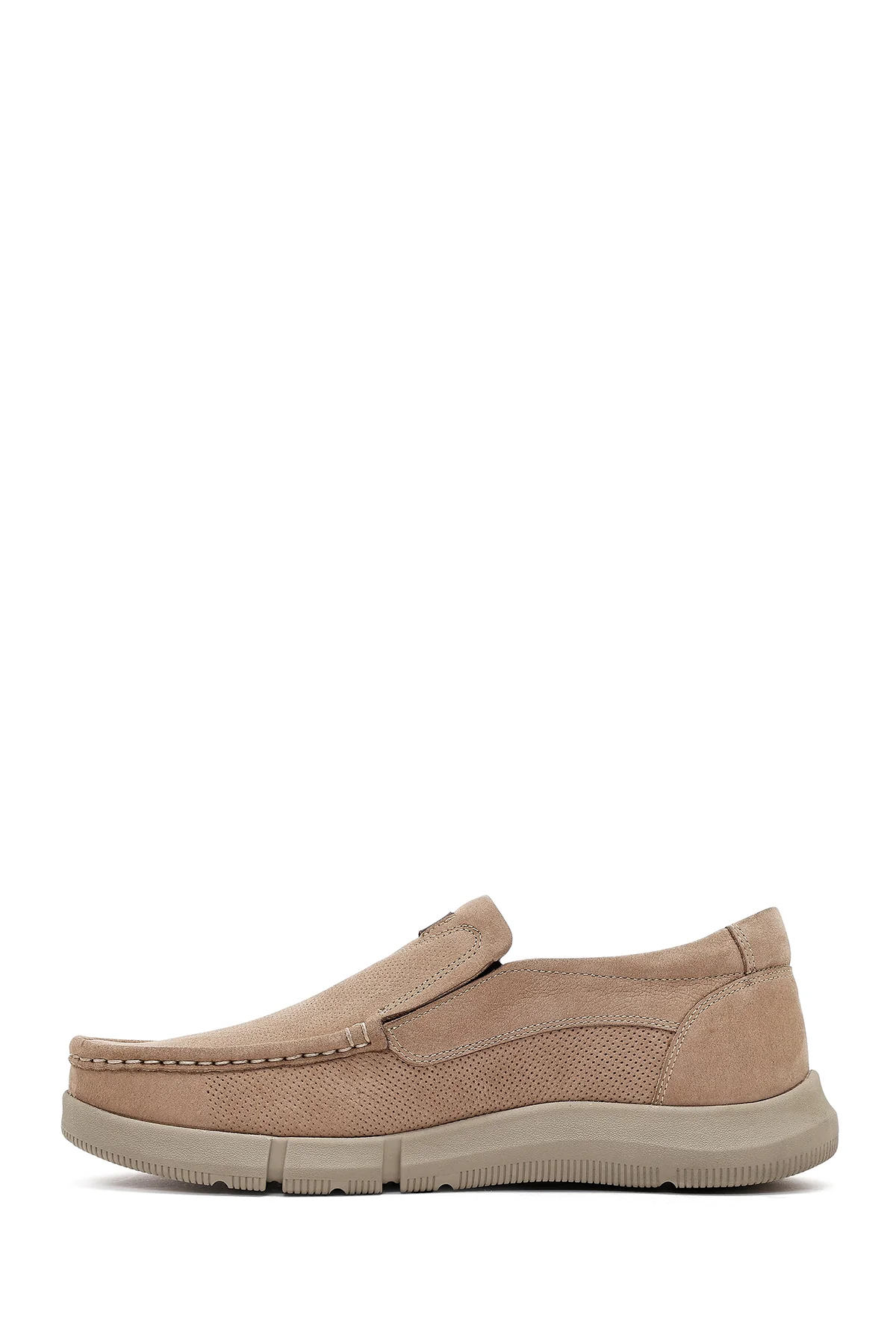 Erkek Bej Nubuk Deri Casual Loafer - Image 3
