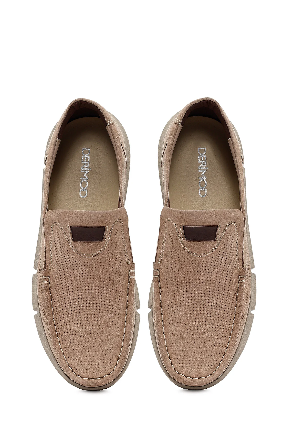 Erkek Bej Nubuk Deri Casual Loafer - Image 4