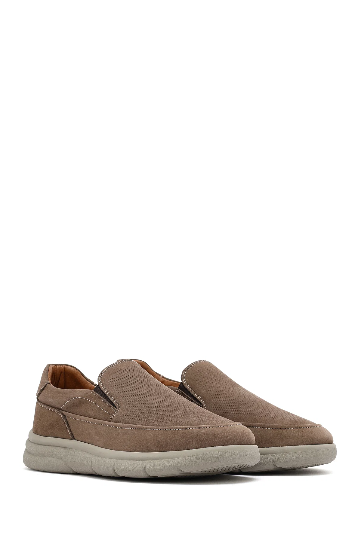 Erkek Bej Nubuk Deri Comfort Loafer - Image 3