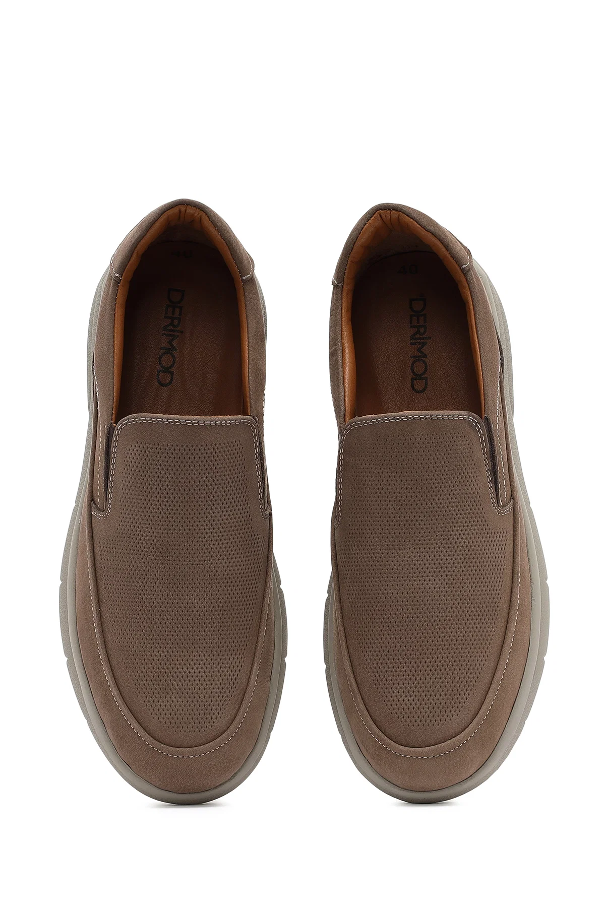 Erkek Bej Nubuk Deri Comfort Loafer - Image 7