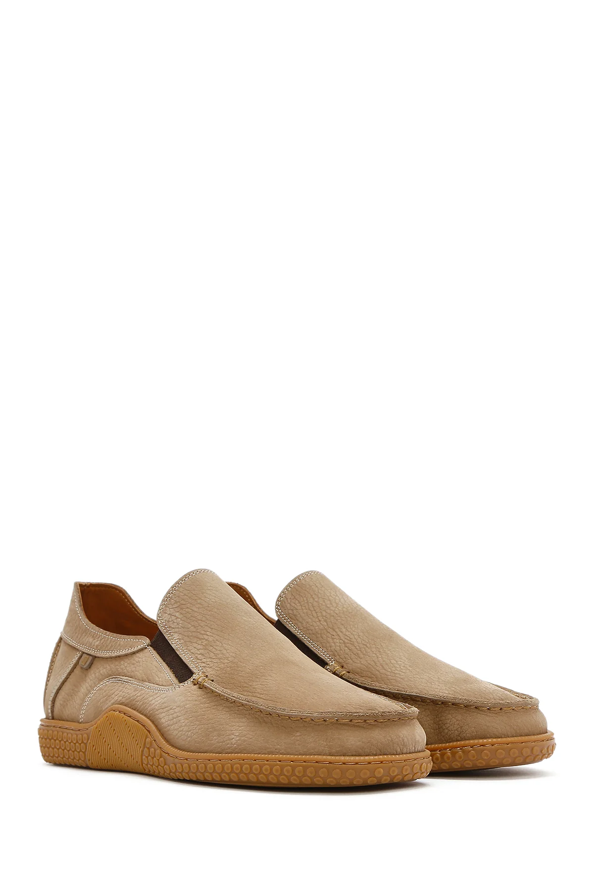 Erkek Bej Nubuk Deri Comfort Loafer - Image 2