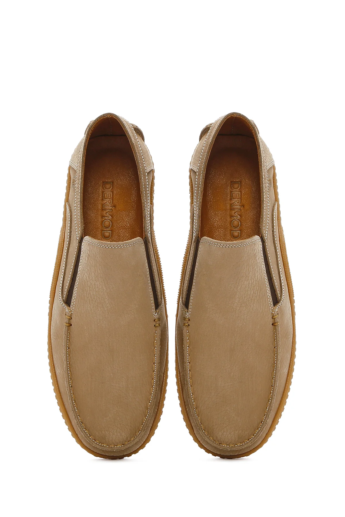 Erkek Bej Nubuk Deri Comfort Loafer - Image 4