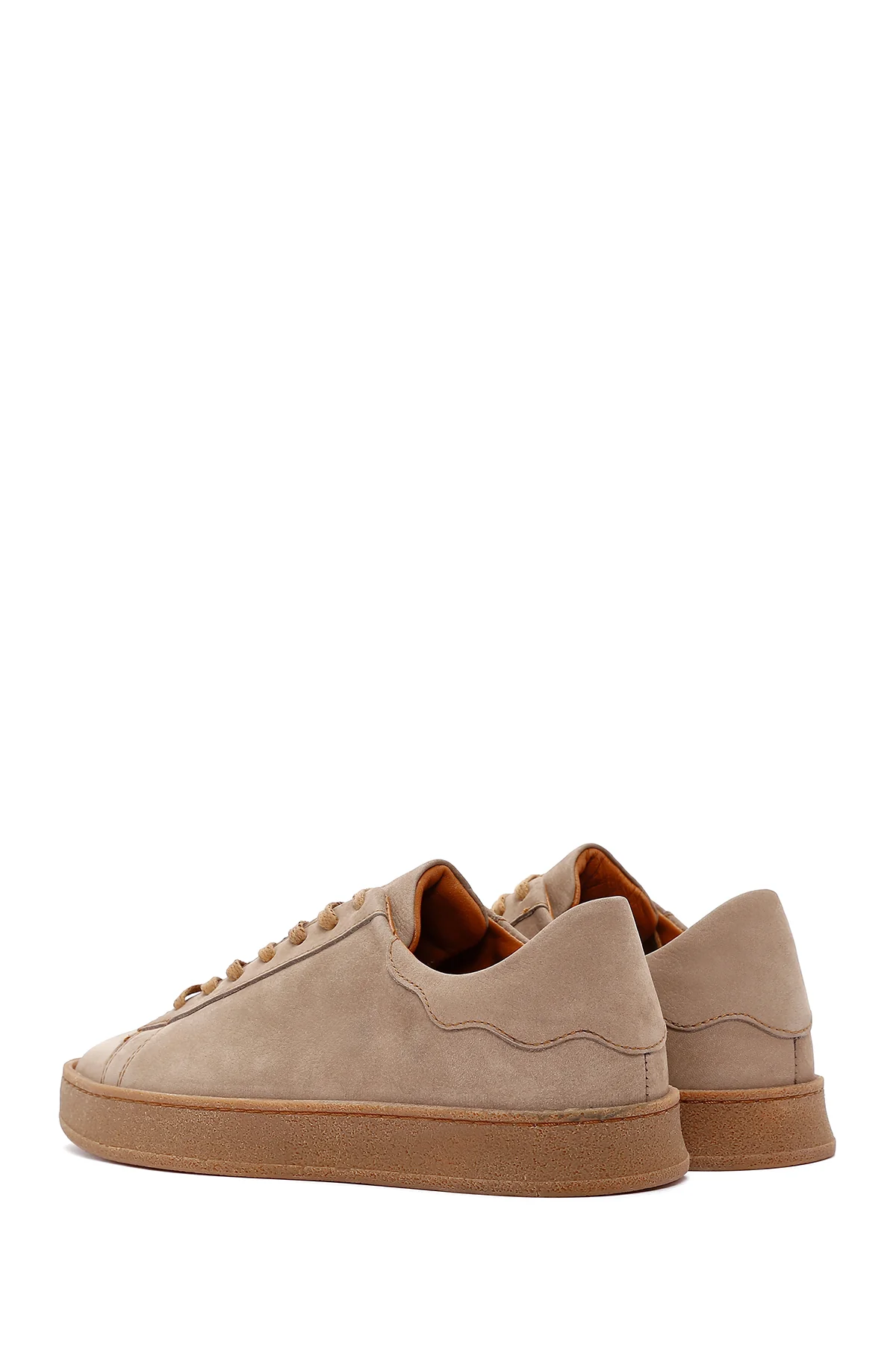 Erkek Bej Nubuk Deri Sneaker - Image 5