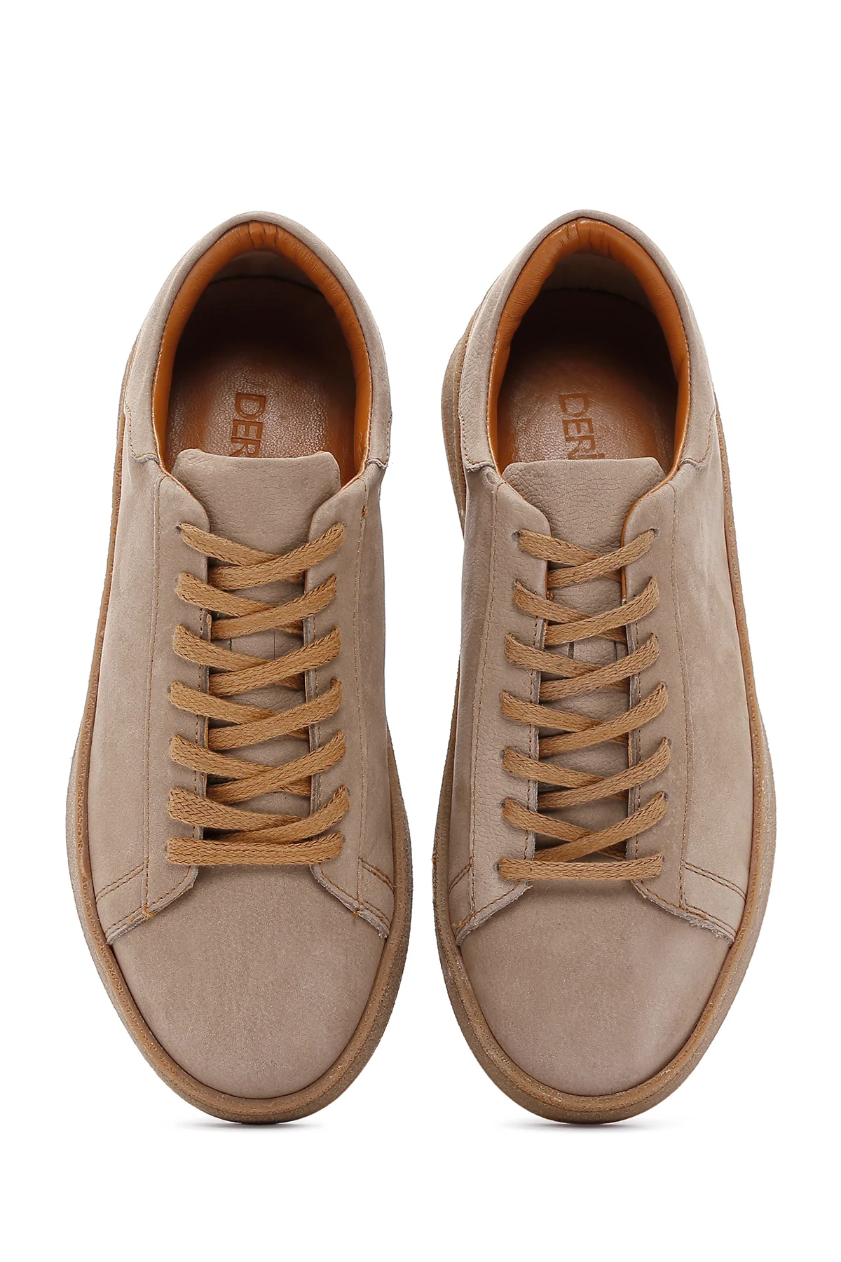 Erkek Bej Nubuk Deri Sneaker - Image 6