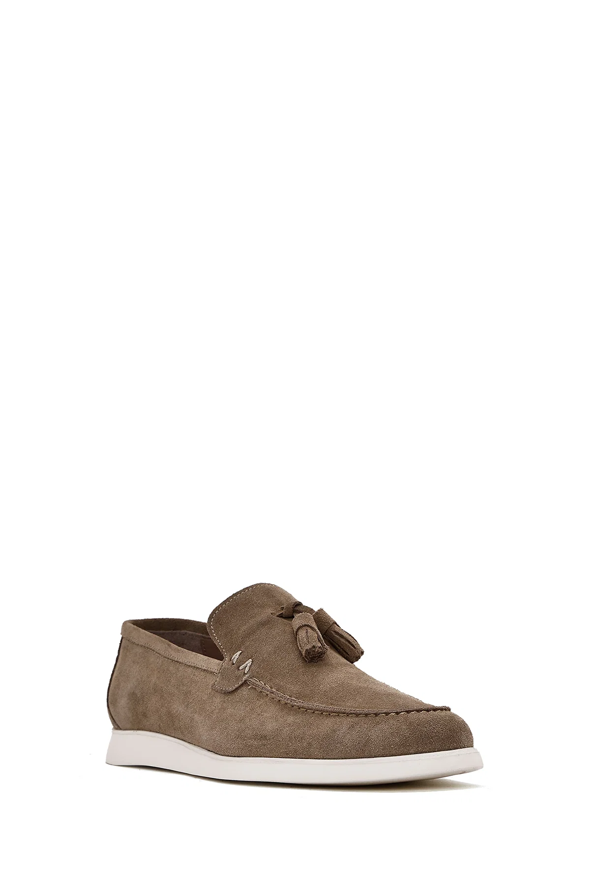Erkek Bej Püsküllü Süet Deri Casual Loafer - Image 6