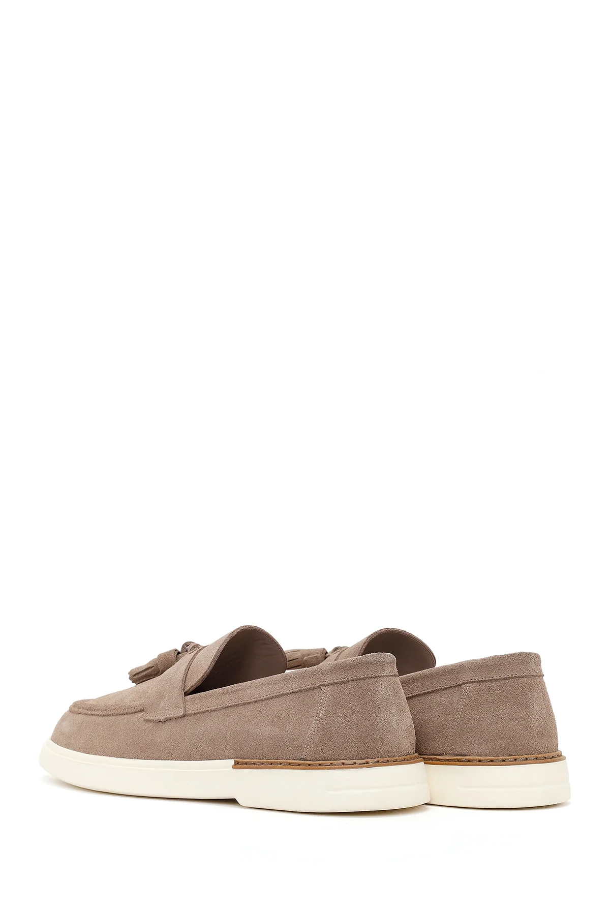 Erkek Bej Püsküllü Süet Deri Loafer - Image 7